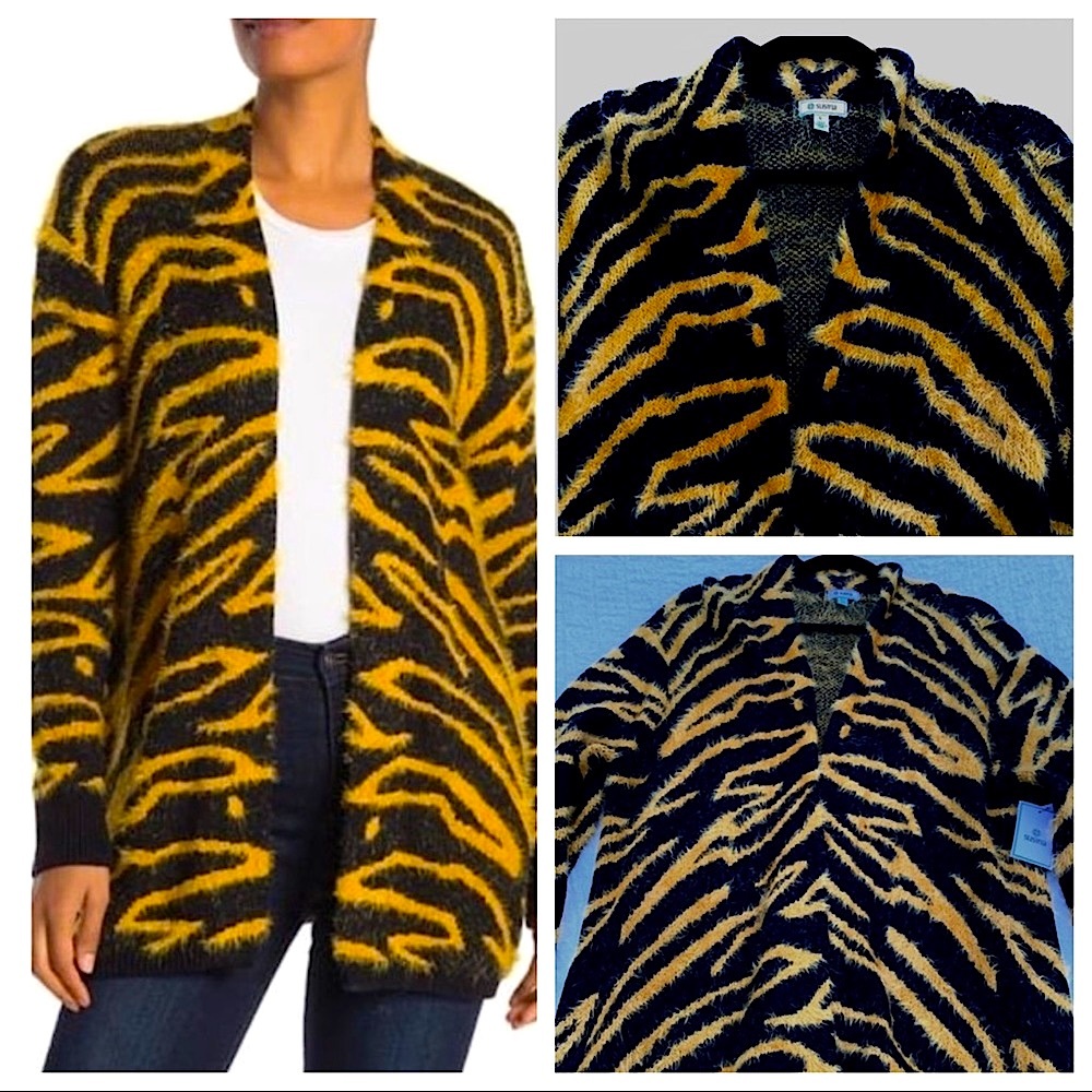 NWT Eyelash Teddy Tigress 🐅Print Cardigan Sweater